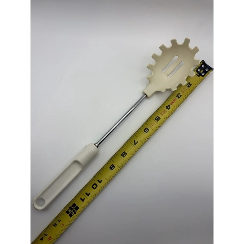 Ekco Style Slotted Pasta Spoon Vintage Almond And Chrome Serving Utensil